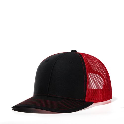 Chapeau De Camionneur Pour Hommes Femmes - Casquette De Baseball De Protection Solaire Pour La Randonnée À Vélo Net Noir + Rouge,Réglable