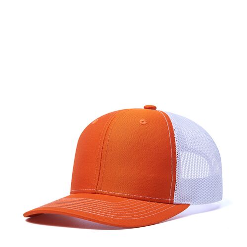 Chapeau De Camionneur Pour Hommes Femmes - Casquette De Baseball De Protection Solaire Pour La Randonnée À Vélo Orange + Maille Blanche,Réglable