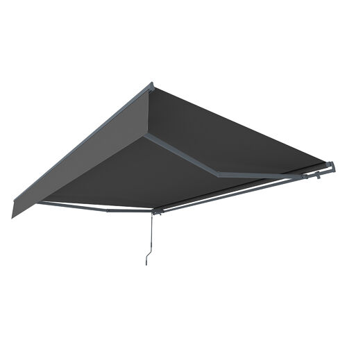 Store Banne Manuel 3,95 X 3 M En Aluminium Avec Toile Gris Adro