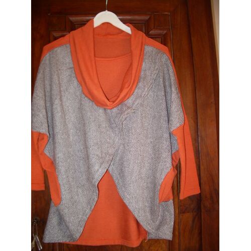 Pull/Tunique T. 40 Orange Et Marron Très Original