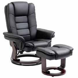 Homcom - Fauteuil De Relaxation Avec Repose-pied - Revêtement Synthétique - 85x82x106cm - Noir