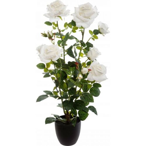 Plante Artificielle En Pot De Rose Krzew, 74 Cm, Rouge