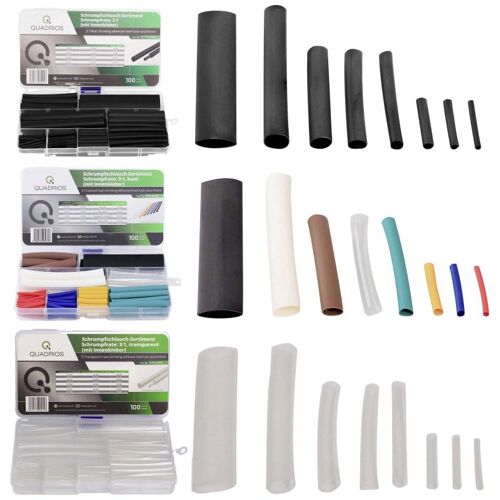 Quadrios - 22ca143 Assortiment De Gaines Thermorétractables Noir, Rouge, Jaune, Bleu, Vert, Transparent Taux De Retreint: