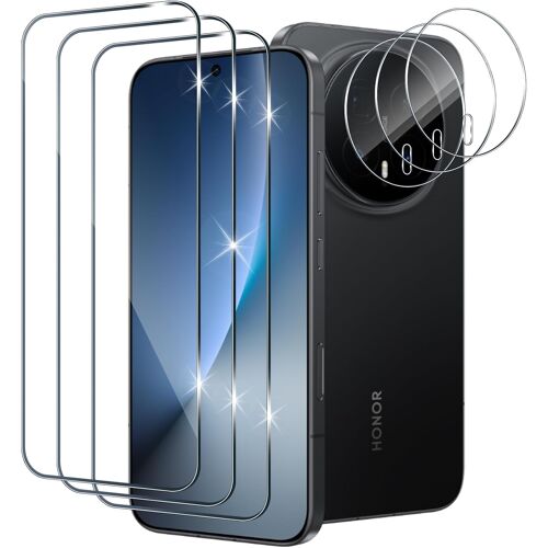3 Pièces Verre Trempé Pour Honor Magic8/Magic 8 Avec 3 Pièces Caméra Arrière Protecteur, Dureté 9H Anti Rayures Protection Écran, Ultra Hd Sans Bulles Film Vitre Trempé