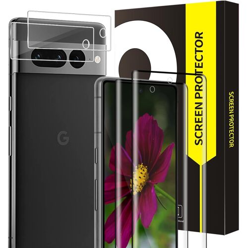 2+2 Verre Trempé Pour Google Pixel 7 Pro 5G, Dureté 9H Anti Rayures, Couverture 3D Sans Bulle, Tactile Sensible, Hd Claire Google Pixel 7 Pro Protection Écran+Caméra Vitre Protection Film