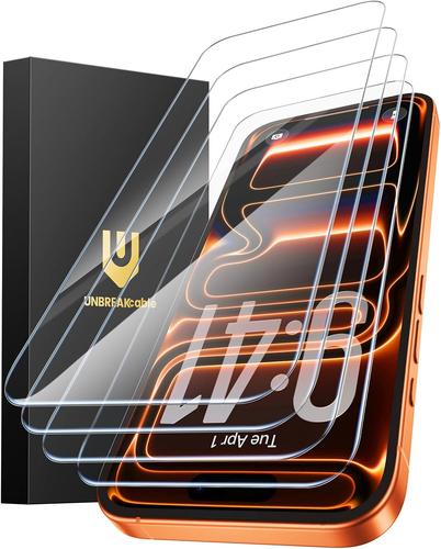 Lot De 4 Protections D'Écran Pour Iphone 17 Pro Max, Double Verre Trempé Incassable [Cadre D'Installation Facile] [Dureté 9H] [99,99% Hd Transparent] [Compatible Avec Les Coques] Pour