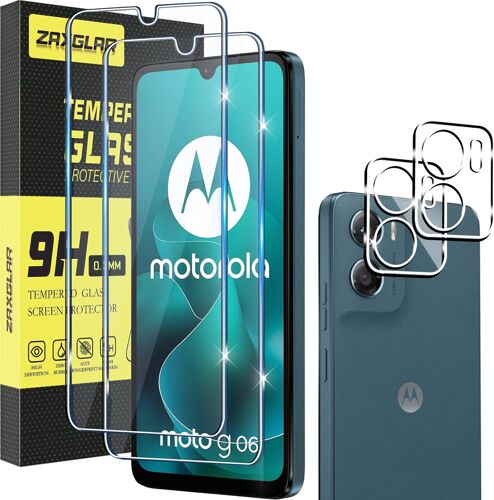 Verre Trempé Pour Motorola Moto G06/G06 Power,2 Pièces Protecteurs D'Écran + 2 Pièces Caméra Arrière Protecteur, Ultra Résistant Vitre Protecteur, Clarté Hd, Sans Bulles, Anti-Rayures