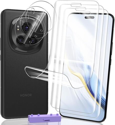 3+3 Pièces Protection Écran Pour Honor Magic 6 Pro Tpu Film Protection Non Verre Trempé Et Protecteur De Caméra Verre, Facile Installer, Anti-Rayures, Anti-Empreintes, Hd Doux Transparent