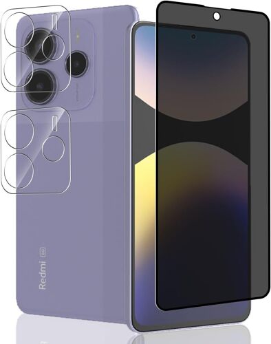 1 Pièce Verre Trempé Anti Espion Pour Xiaomi Redmi Note 14 5G Protection D'Écran + 2 Pièces Protecteur Caméra, Dureté 9H/Anti-Spy, Protège Écran Pour Redmi Note 14 5G - Privacy Vitre Trempé