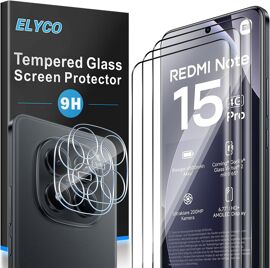 JGD-Protection Écran pour Xiaomi Redmi Note 15 Pro 4G, 3 Pièces Films Verre Trempé + 2 Pièces Caméra Arrière Protecteur, 9H Dureté, Full Cover Anti-Bulles/Anti-Rayures, HD Transparent