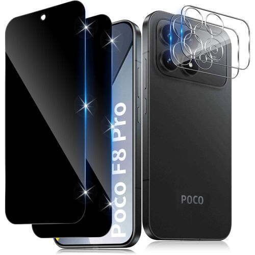 KALANKA-Verre Trempé Anti-Espion pour Xiaomi Mi Poco F8 Pro avec Caméra Arrière Protecteur [2+2 Pcs], Protection Objectif Caméra pour Tout CoqueDureté 9H HD Glass Anti-Spy Protection d¿écran