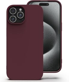 KALANKA-Silicone Coque pour iPhone 15 Pro Max, Anti-Poussière, Mince, Adapté à la Poche Coque pour Téléphone¿ Apple iPhone 15 Pro Max - Bourgogne