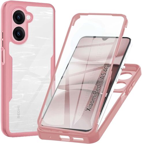 Coque Pour Xiaomi Redmi A5 4G¿Eu¿, Transparent Housse Avec Protection Écran, 360 Degrés Double Protection Antichoc Coque Silicone Intégrale Etui Pour Redmi A5 4G, Rose