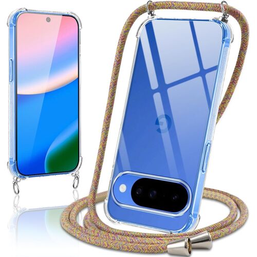Coque Avec Cordon Pour Google Pixel 10, Collier Réglable Téléphone Étui Portable Lanyard Case Transparent Ultra Souple Silicone Tpu Housse Antichoc Protection Cover Pour Google 10, Jaune