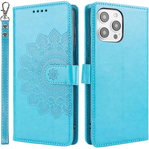 Etui Coque Pour Iphone 16 Pro Max, [Housse En Cuir] [Etui À Rabat Avec Porte Carte] Magnétique Clapet Pochette Portefeuille Case Pour Iphone 16 Pro Max - Bleu
