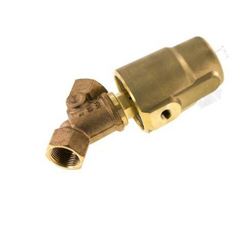 Vanne à siège incline G3/4'' PTFE/NBR 16bar NC (ferme Ag. Flux) Laiton AL2