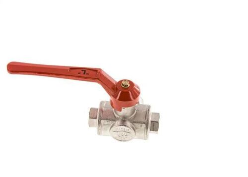 Vanne à boisseau spherique 3 voies à port en L G3/8'' en laiton PTFE/NBR 55 bar - BL3BM