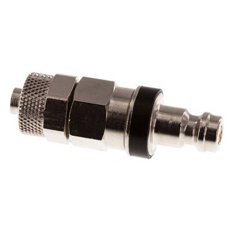 Laiton nickelé DN 5 Bouchon de raccord d'air noir Écrou-raccord 6x8 mm Double obturation