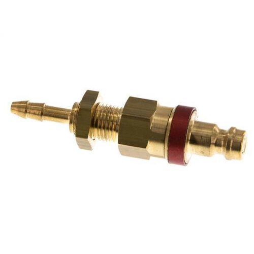 Laiton DN 5 Red Air Coupling Plug 4x6 mm Union Nut Bulkhead Double Shut-Off