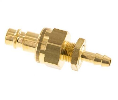 Laiton DN 7.2 (Euro) Air Coupling Plug 6 mm Hose Pillar Bulkhead Double Shut-Off