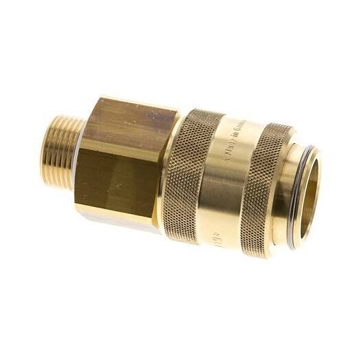 Coupleur pneumatique DN 19 en laiton Douille G 3/4 pouce mâle à double obturation