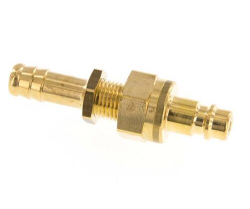 Laiton DN 7.2 (Euro) Air Coupling Plug 10 mm Hose Pillar Bulkhead Double Shut-Off