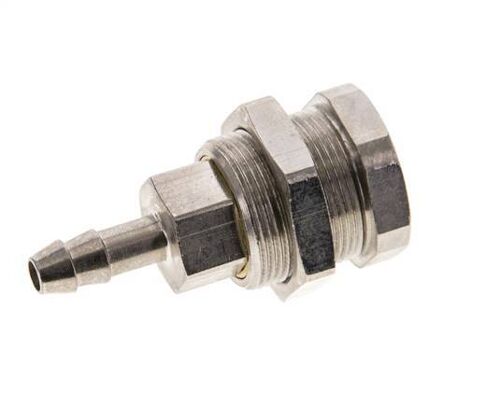 Laiton nickelé DN 5 Coupleur d'air Douille 6 mm Colonne de tuyau Bulkhead Pull-Off