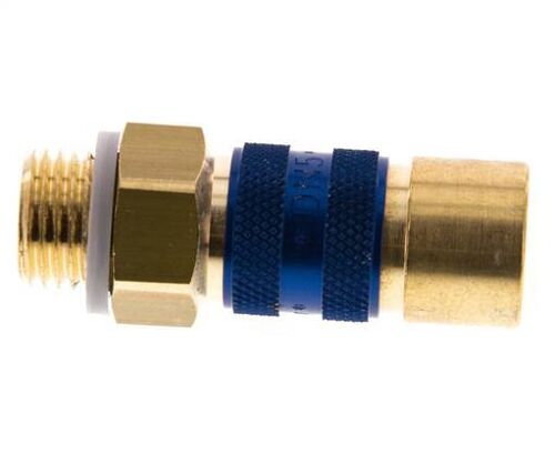 Coupleur d'air en laiton DN 5 à code bleu Prise femelle G 1/4 pouce mâle