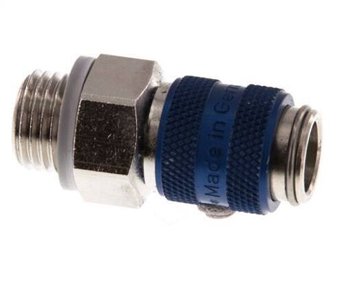 Laiton nickelé Coupleur pneumatique DN 5 bleu Douille G 1/4 pouce Mâle