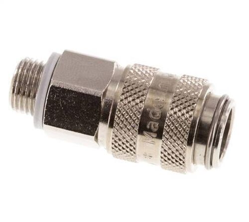 Laiton nickelé Coupleur pneumatique DN 5 Douille G 1/8 pouce Mâle
