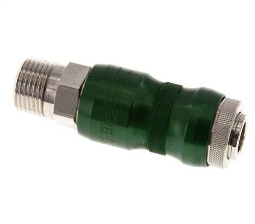 Laiton nickelé DN 7.8 Coupleur pneumatique de sécurité Douille à glissière R 1/2 pouce Mâle