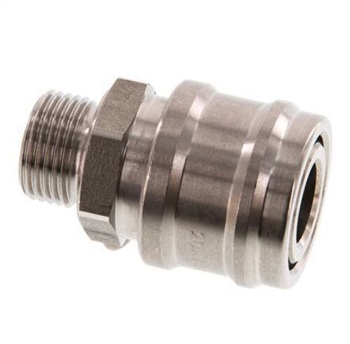 Acier inoxydable DN 7.2 (Euro) Air Coupling Socket G 3/8 inch Male Double Shut-Off