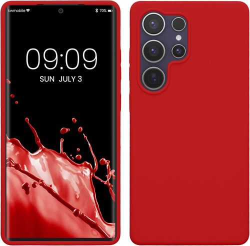 Housse Compatible avec Samsung Galaxy S25 Ultra Coque - Housse de t¿¿l¿¿phone Protection Souple en TPU Silicone - Rouge Classique