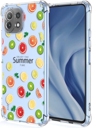 Coque pour Xiaomi Mi 11 Lite 4G / 5G / 5G NE Femme, Fleurs Motif 3D Filles Florales Silicone ?tui Transparent Housse Antichoc Bumper Case Cover - Summer