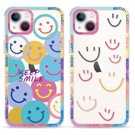 2 pi¿¿ces Coque pour Apple iPhone 13 Mini 5,4"" Motif de Emoji et Souriant Fille Femme ?tui, Transparente Housse de Protection Antichoc TPU Mignon Aesthetic Design Case Cover pour iPhone 13 Mini