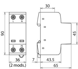 Dehnshield TT 2P 255 Type 1+2 Parafoudre monophasé - 941110