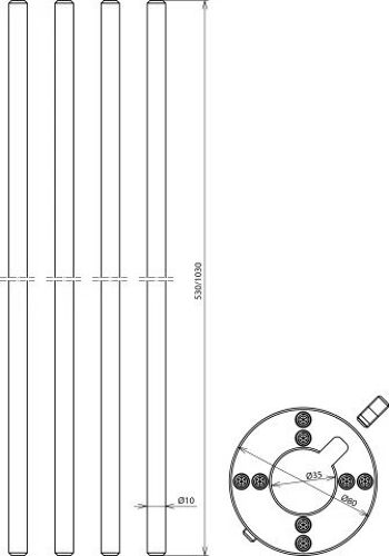 Kit de fixation Dehn pour tiges terminales latérales StSt D10mm - 819184