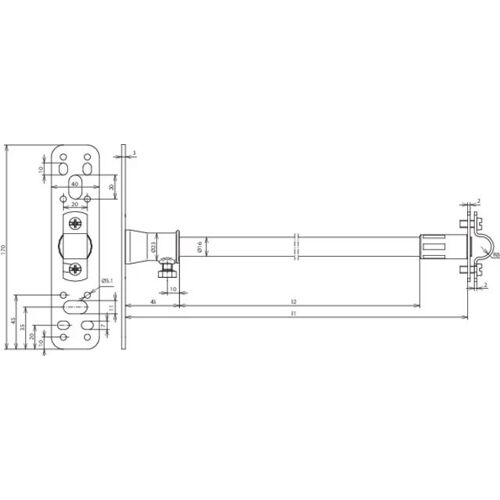 DEHNiso Entretoise pour Rd 16mm L 690mm Avec Plaque de Fixation Accessoires - 106120