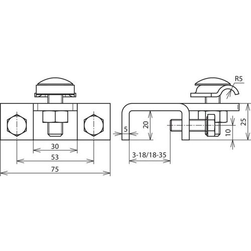 Dehn Clamp Type Horizontal Pour Profilés Avec Cadre - 372219