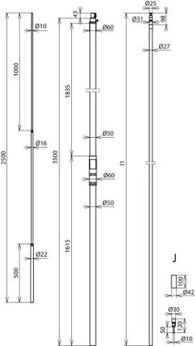 Dehn Hvi Power Conductor D 27mm Cu L6m With Support Tube L 3500mm - 819431