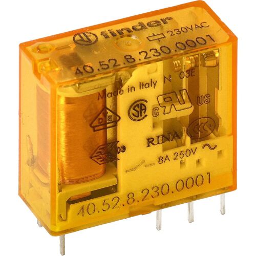Finder 40.52 Relais PCB 2CO 8A 230VAC - 40.52.8.230.0001
