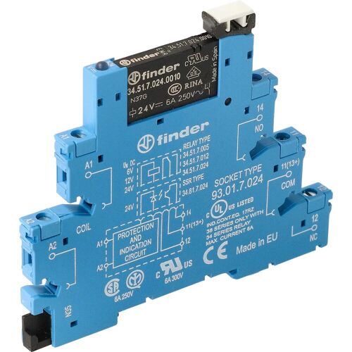 Finder 38.51 Relais D'Interface 6A 24VDC Avec LED - 38.51.7.024.0050