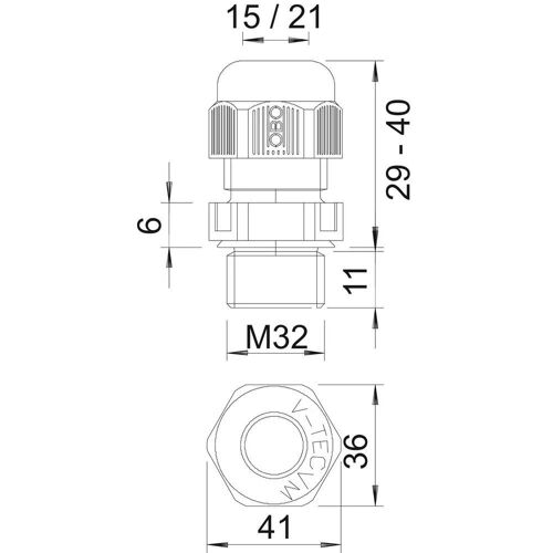 M32 Ip68 Gaine En Polyamide Avec Protection Contre La Traction - 2022851 [2 Pièces]
