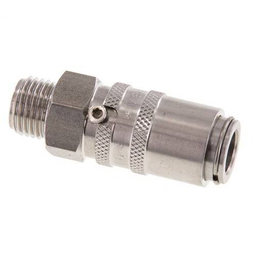 Manchon d'accouplement à air DN 6 en acier inoxydable avec filetage mâle G 1/4 pouce.