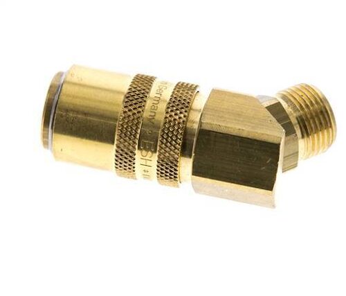 Coupleur de moule DN 9 en laiton G 3/8 pouce filetage mâle double obturation 45-deg