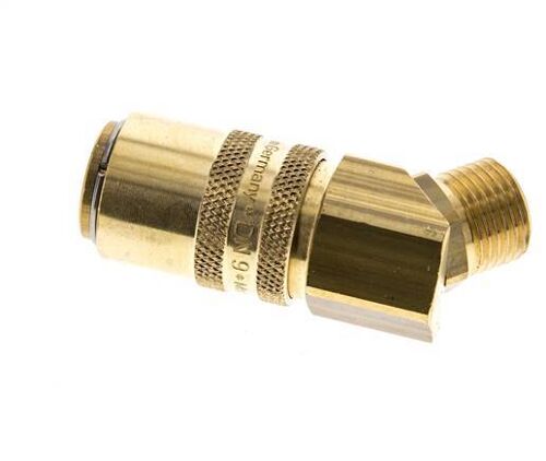 Coupleur de moule en laiton DN 9 Filets mâles M16x1.5 Double obturation 45-deg