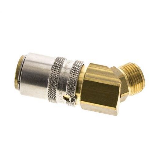 Laiton DN 9 Coupleur de moule Douille G 3/8 pouce filetage mâle Protection contre le déverrouillage 45-deg