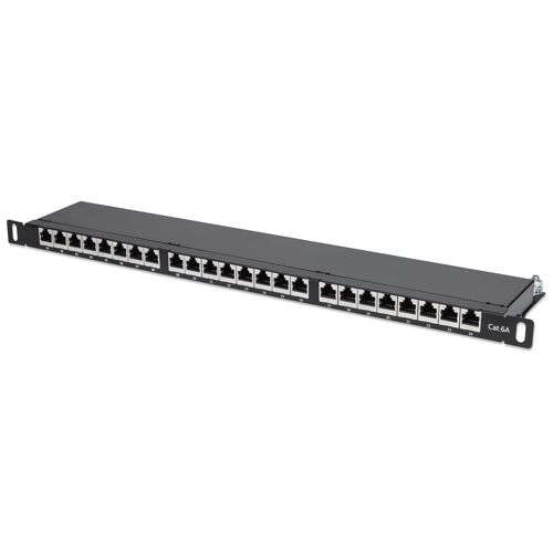 Intellinet Panneau de brassage, Cat6A, FTP, 24 ports, 19", 0,5U, blindé, blocs 90° à insertion par le dessus (punch-down), noir