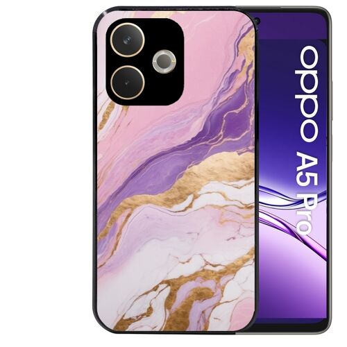 Coque noire Taperso pour OPPO A5 PRO 4G et 5G avec motif marbre violet
