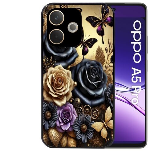 Coque noire Taperso pour OPPO A5 PRO 4G et 5G avec motif papillon gothic